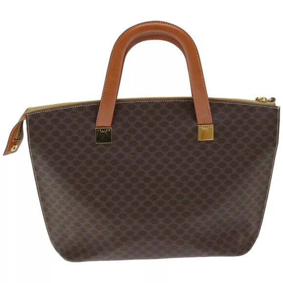 CELINE Macadam Canvas Hand Bag PVC 2way Brown Auth - Picture 2 of 16